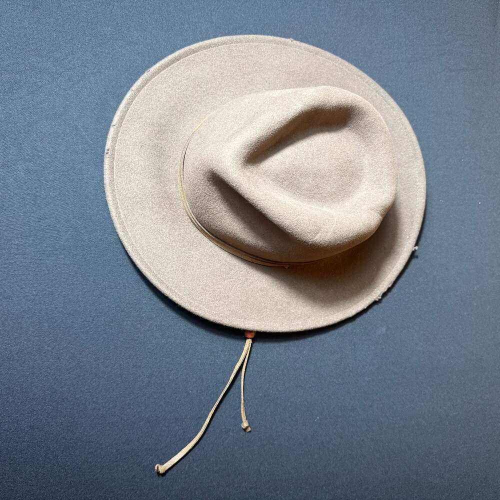 Woolrich Tan Felt Wide-Brim Ranch Hat with Chin Cord